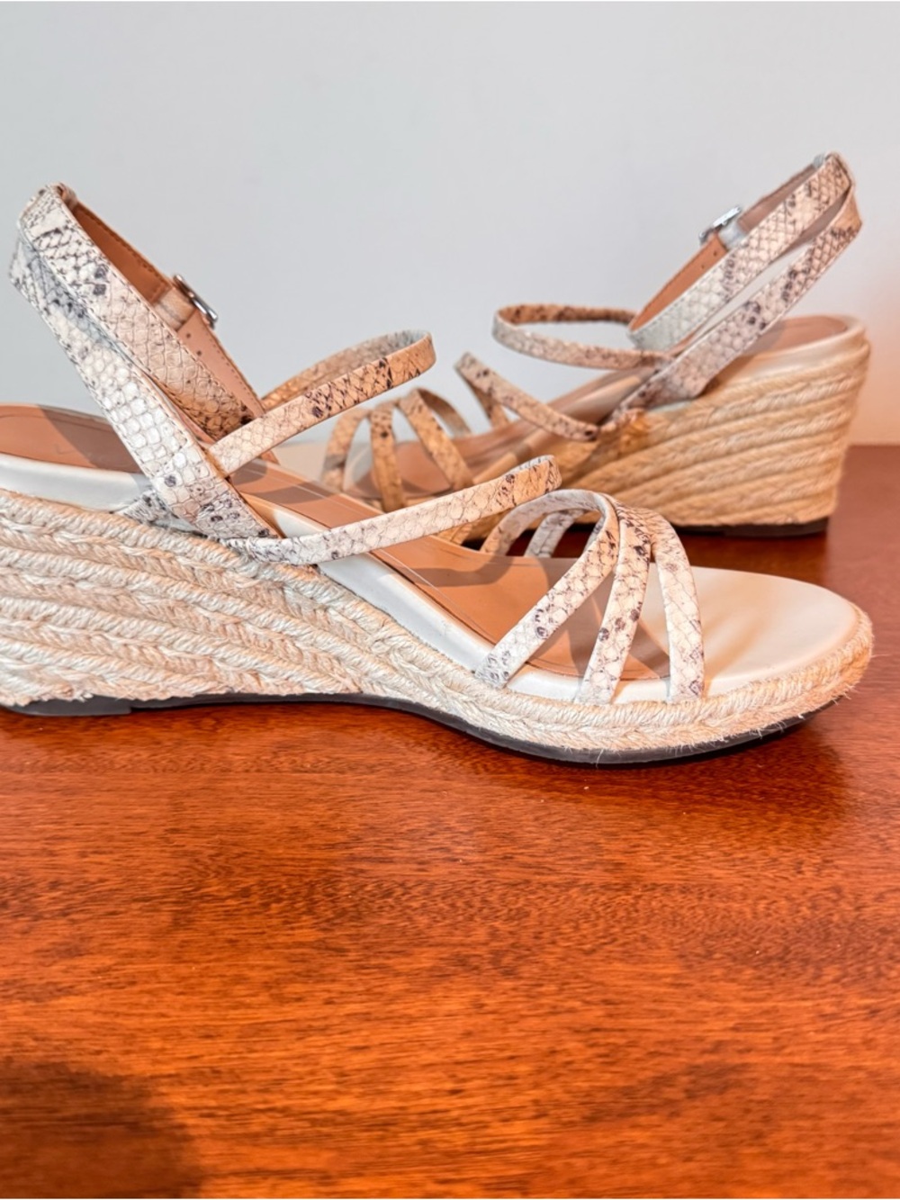 Vionic Ayda Espadrille Wedge Sandals featuring a snake-print design - Picture 4 of 9
